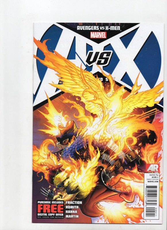 Avengers vs. X-Men #5 (Marvel Comics, 2012), raw comic book in VF 8.0 condition — front cover