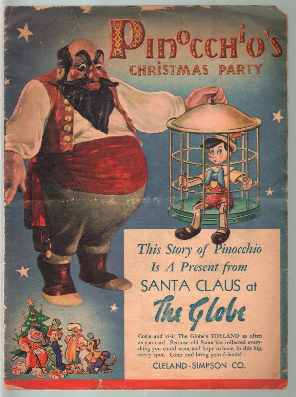 Pinocchio's Christmas Party 1939-Walt Disney-Donald Duck-Mickey Mouse-G (1939), raw, ungraded comic book — front cover