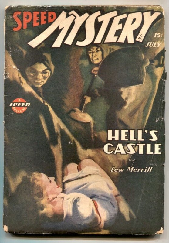 Pulp: Speed Mystery Pulp July 1944- Hell's Castle- Weird Menace Cover VG- (1944), raw comic book in VG- condition — front cover
