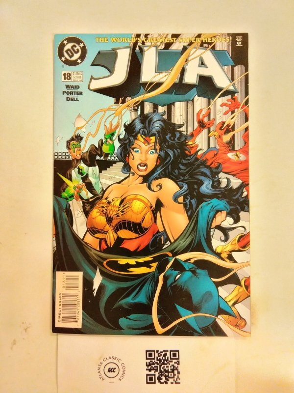 JLA #18 (DC Comics), raw comic book in NM condition — front cover