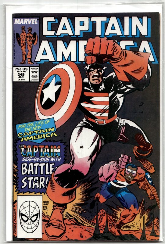Captain America #349 (Marvel Comics, 1989), raw, ungraded comic book — front cover