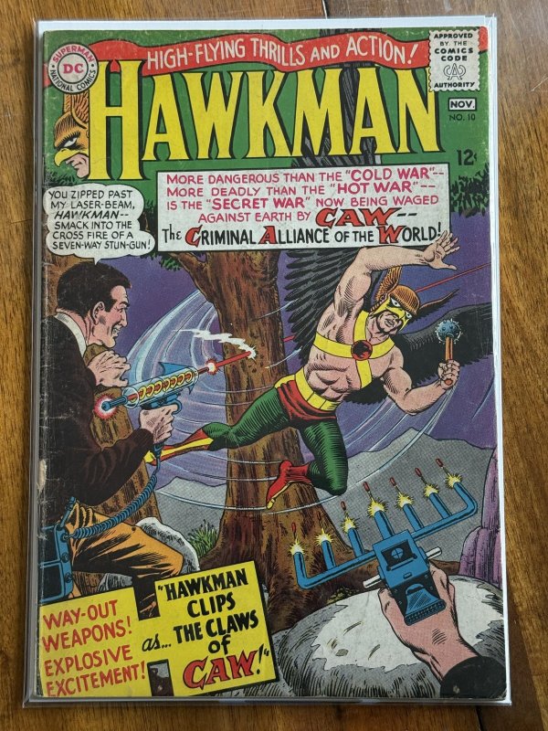 Hawkman #10 (DC Comics, 1965), raw comic book in VG+ 4.5 condition — front cover