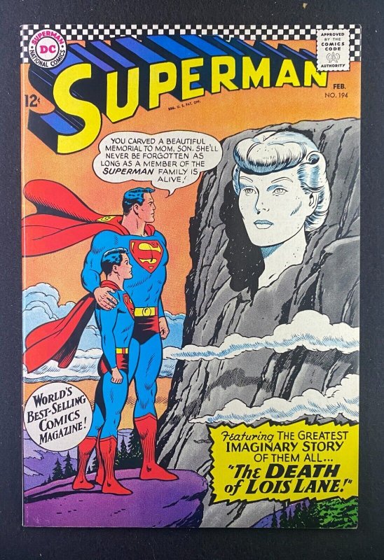 Superman #194 (DC Comics, 1939), raw comic book in VF+ 8.5 condition — front cover