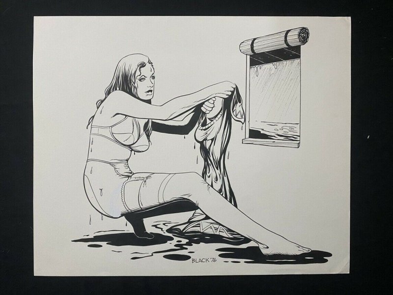 Senorita Rio Original Pin Up by Bill Black- Rain, raw, ungraded comic book — front cover