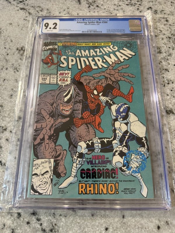 Amazing Spider-Man #344 (Marvel Comics, 1991), CGC 9.2 graded comic book, Universal Blue label — front cover in its holder