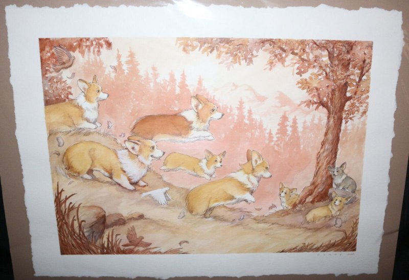 Corgis in the Forest Painted Art - Signed Art by Christian Slade - 2003 (2003), raw, ungraded comic book — front cover