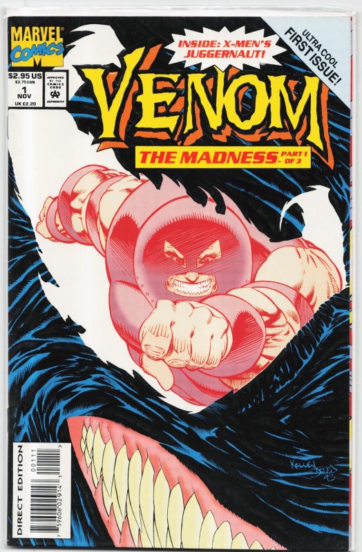Venom: The Madness #1 (Marvel Comics, 1993), raw, ungraded comic book — front cover
