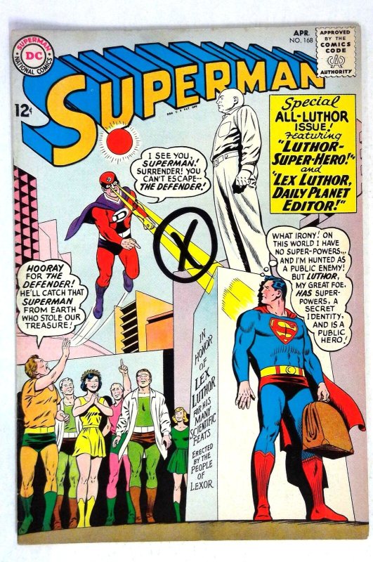 Superman #168 (DC Comics, 1964), raw comic book in VG condition — front cover