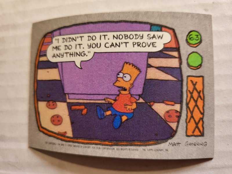 1990 Topps Simpsons Card #63 (1990), raw, ungraded comic book — front cover