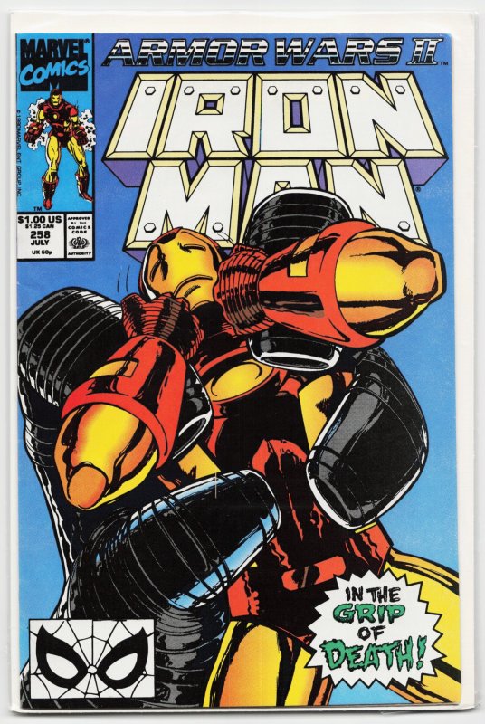 Iron Man #258 (Marvel Comics, 1990), raw, ungraded comic book — front cover