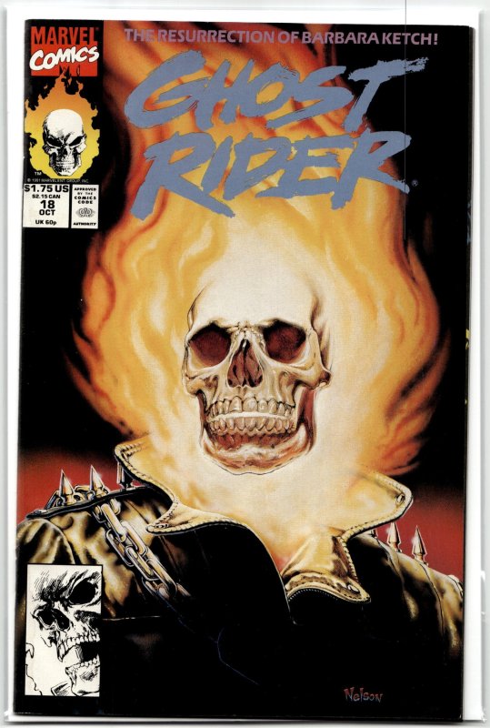 Ghost Rider #18 (Marvel Comics, 1991), raw, ungraded comic book — front cover
