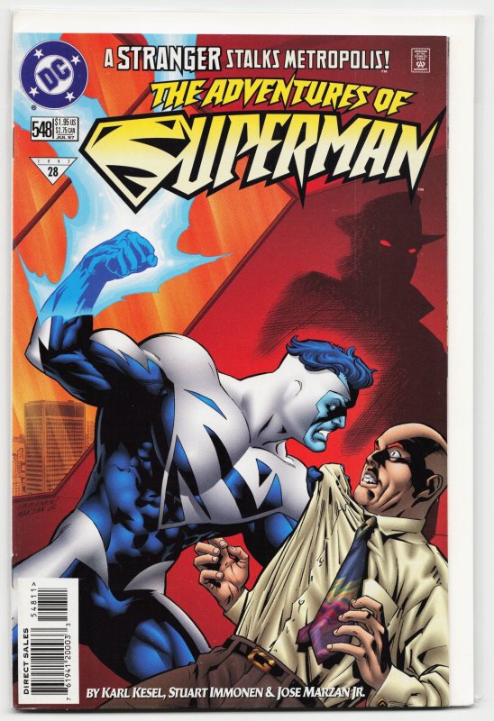 Adventures of Superman #548 (DC Comics, 1997), raw, ungraded comic book — front cover