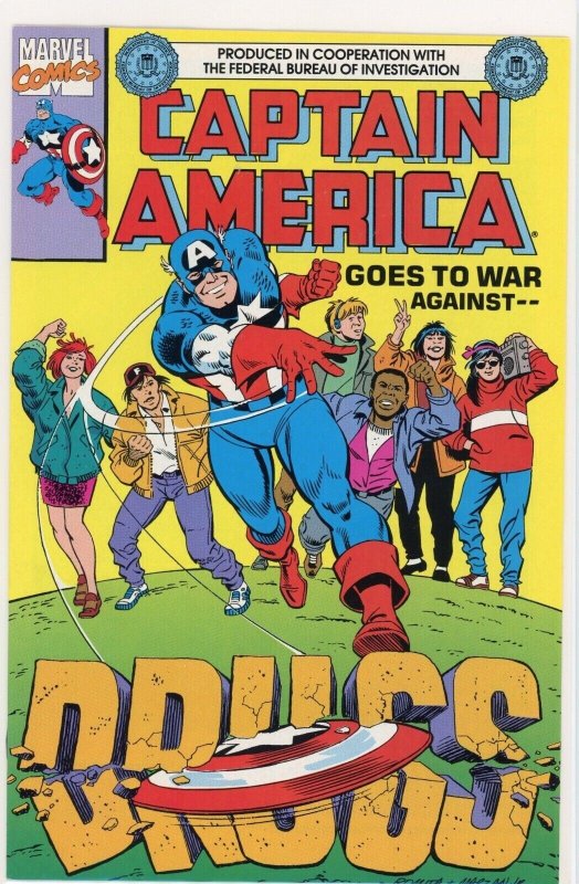 Captain America: Goes to war Against Drugs #1 (Marvel Comics, 1991), raw comic book in VF/NM 9.0 condition — front cover