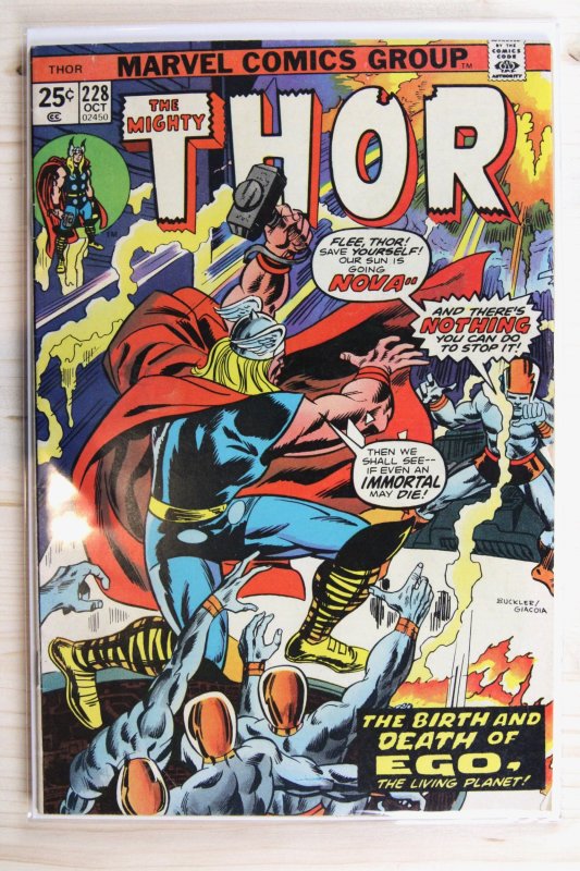 Thor #228 (Marvel Comics, 1974), raw comic book in VF- 7.5 condition — front cover
