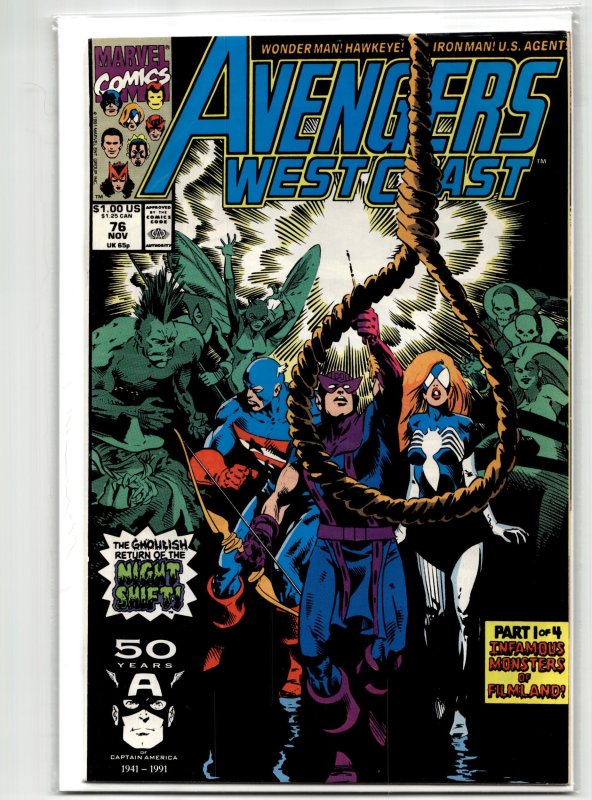 Avengers West Coast #76 (Marvel Comics, 1991), raw, ungraded comic book — front cover