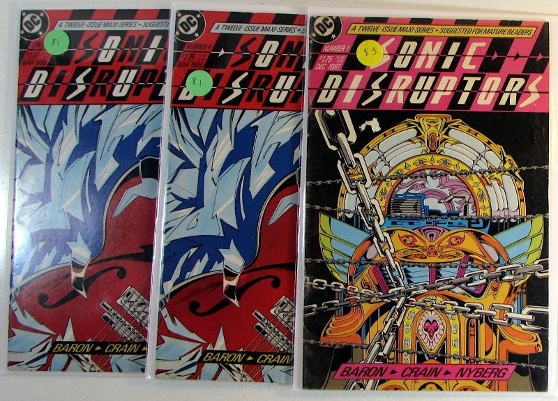 Sonic Disruptors Lot of 3 #4 x2, 1 DC Comics (1988) FN+ 1st Print Comic Books (DC Comics, 1988), raw comic book in FN+ condition — front cover