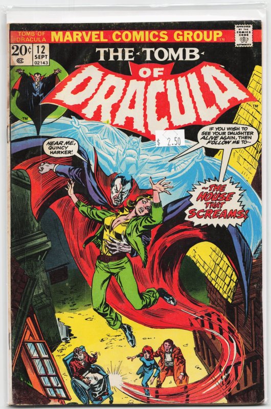 Tomb of Dracula #12 (Marvel Comics, 1973), raw, ungraded comic book — front cover