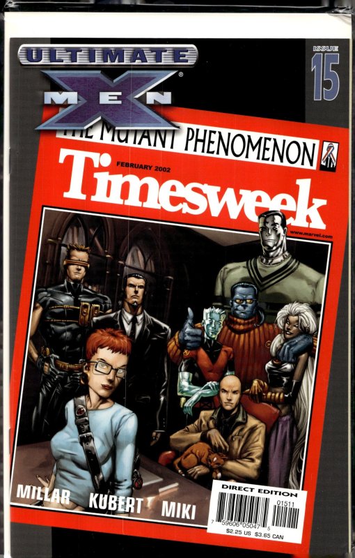 Ultimate X-Men #15 (Marvel Comics, 2002), raw, ungraded comic book — front cover