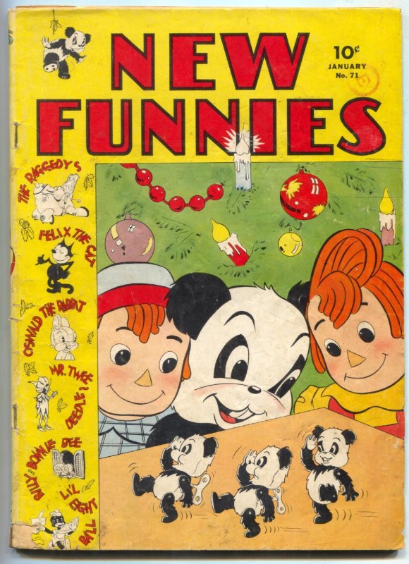 New Funnies #71 (Dell Comics, 1943), raw comic book in VG condition — front cover