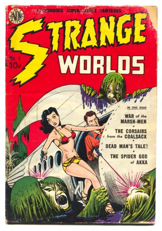 Strange Worlds #1 (Avon Periodicals, 1950), raw, ungraded comic book — front cover