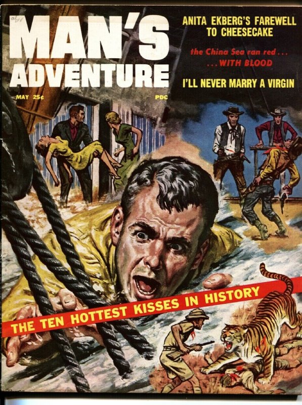 Man's Adventures 5/1957 Tiger Cover-Anita Ekberg-First Issue, raw, ungraded comic book — front cover