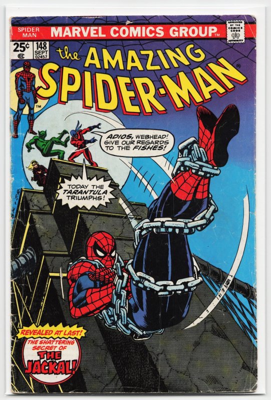 The Amazing Spider-Man #148 (Marvel Comics, 1975), raw, ungraded comic book — front cover