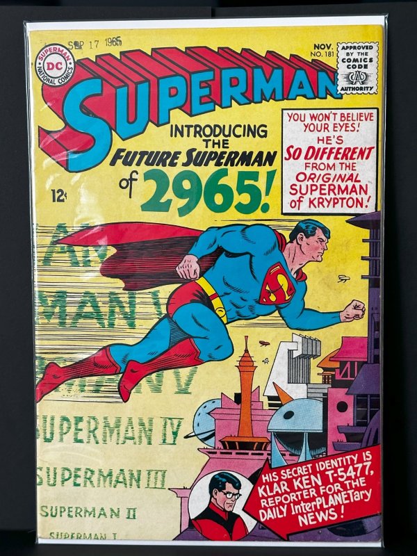Superman #181 (DC Comics, 1965), raw, ungraded comic book — front cover