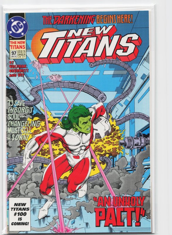 The New Titans #97 (DC Comics, 1993), raw, ungraded comic book — front cover