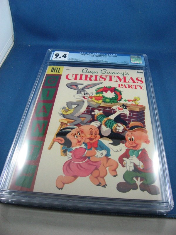 Bugs Bunny Christmas Party #6 (1955), CGC 9.4 graded comic book, Universal Blue label — front cover in its holder