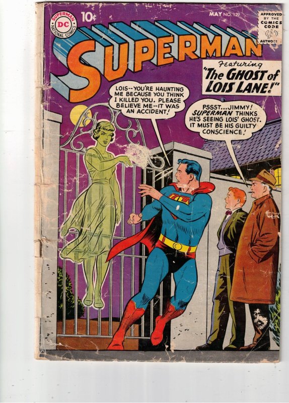 Superman #129 (DC Comics, 1959), raw comic book in GD condition — front cover