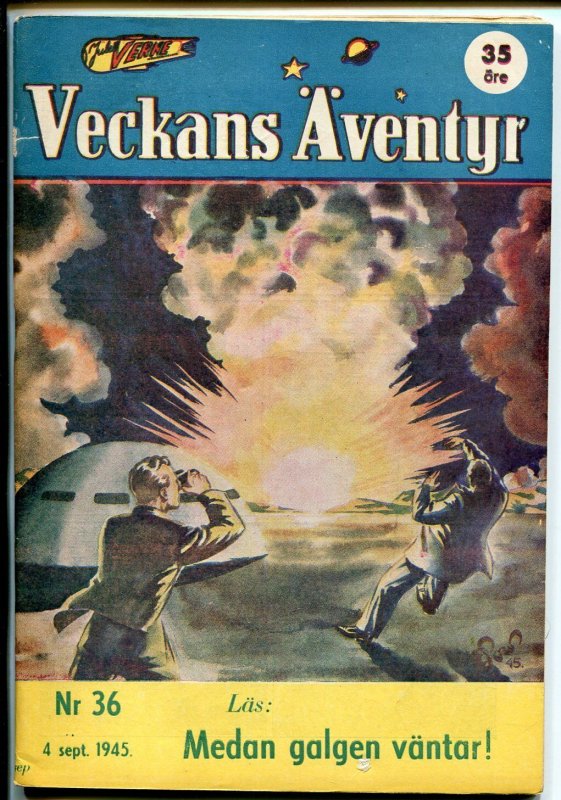 Jules Verne Veckans Aventyr Vol.6 #36 (1945), raw comic book in VF condition — front cover