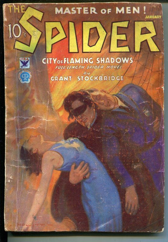 Pulp: SPIDER-1/1934-4th Issue-Hero Pulp-Weird Menace-John HOWITT-good+, raw, ungraded comic book — front cover