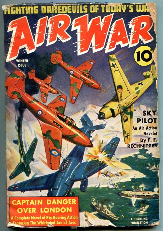 Pulp: Air War Pulp Winter 1941-Captain Danger Over London- Sky Pilot G/VG (1941), raw comic book in VG condition — front cover