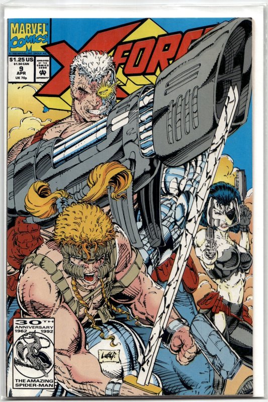X-Force #9 (Marvel Comics, 1992), raw, ungraded comic book — front cover