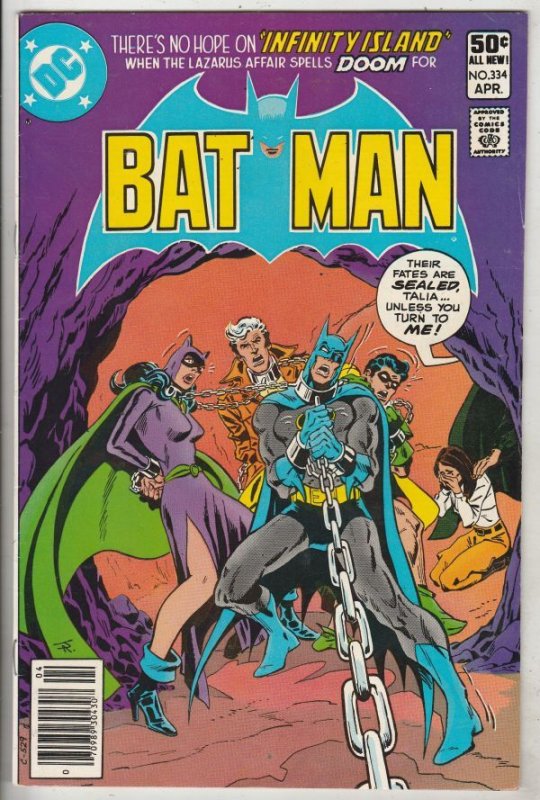 Batman #334 (DC Comics, 1981), raw comic book in NM- condition — front cover