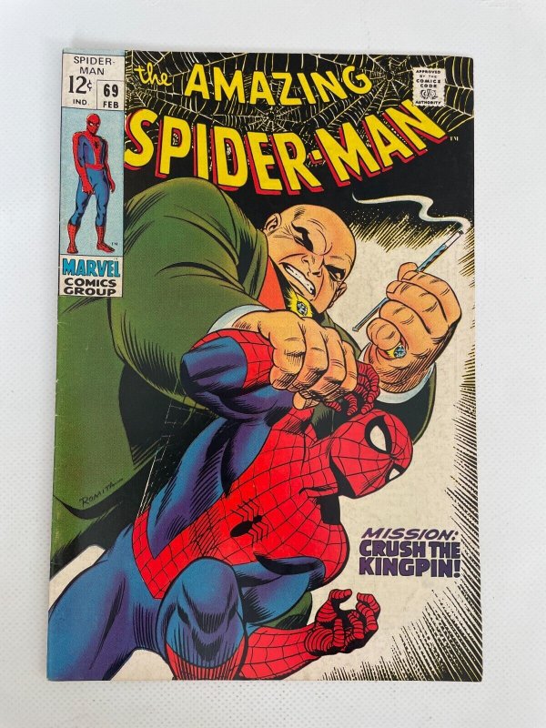 Amazing Spider-Man #69 (Marvel Comics, 1969), raw comic book in VF/NM condition — front cover