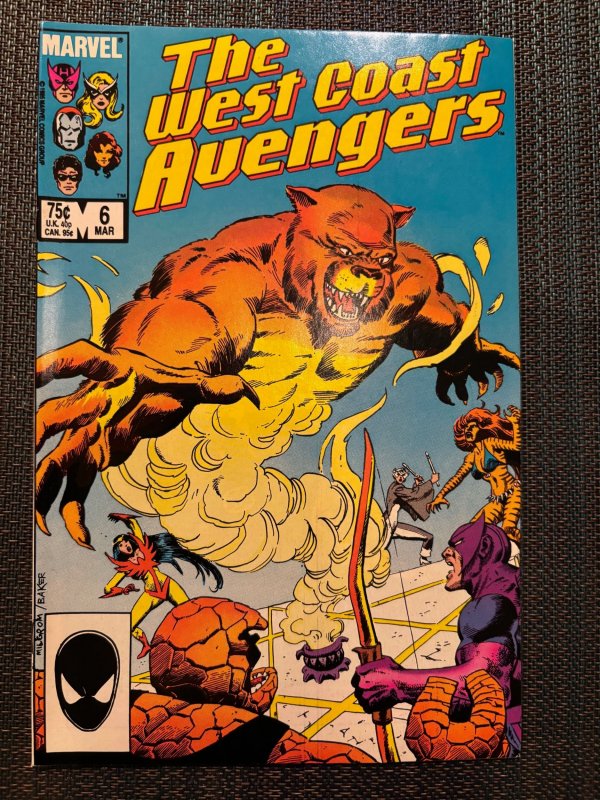 West Coast Avengers #6 (Marvel Comics, 1986), raw, ungraded comic book — front cover