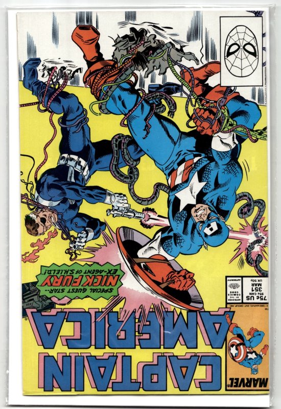 Captain America #351 (Marvel Comics, 1989), raw, ungraded comic book — front cover