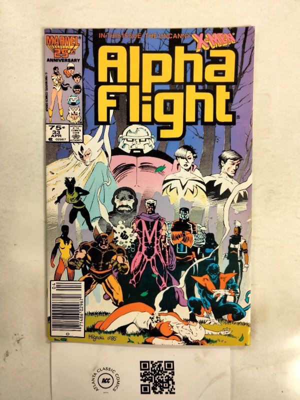 Alpha Flight #33 (Marvel Comics, 1986), raw comic book in VF condition — front cover