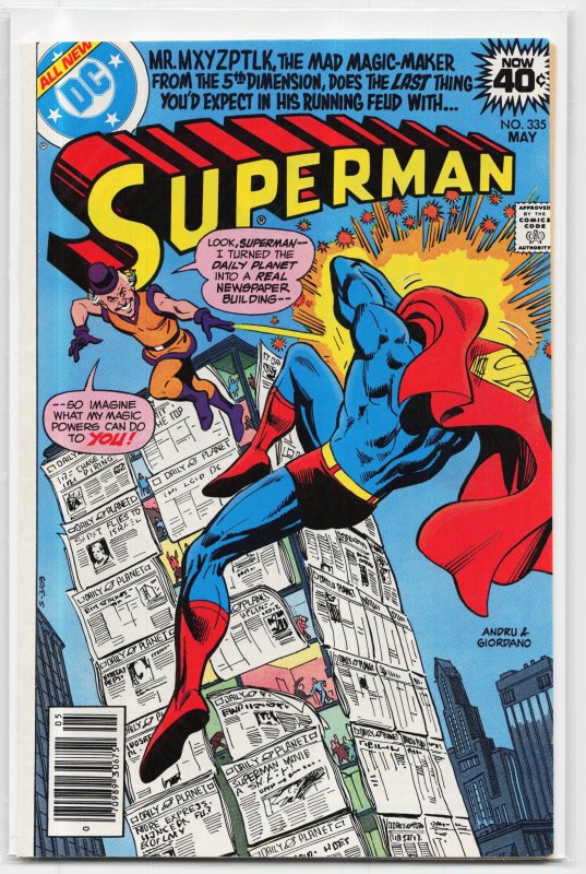 Superman #335 (DC Comics, 1979), raw, ungraded comic book — front cover