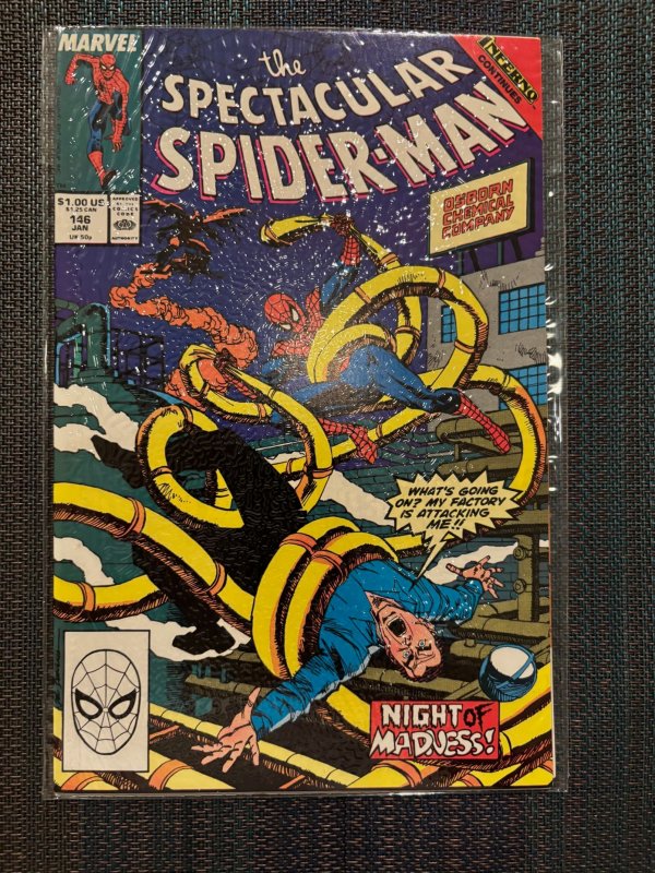 The Spectacular Spider-Man #146 (Marvel Comics, 1989), raw, ungraded comic book — front cover