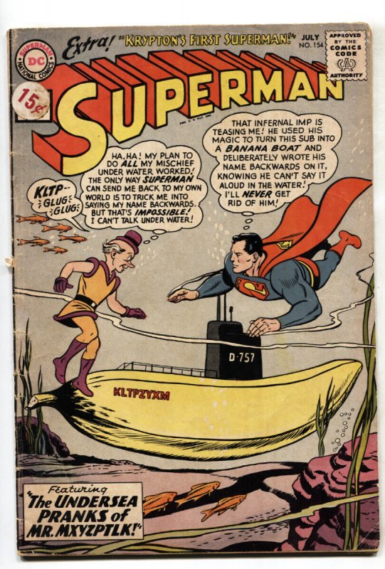 Superman #154 (DC Comics, 1962), raw comic book in VG- condition — front cover