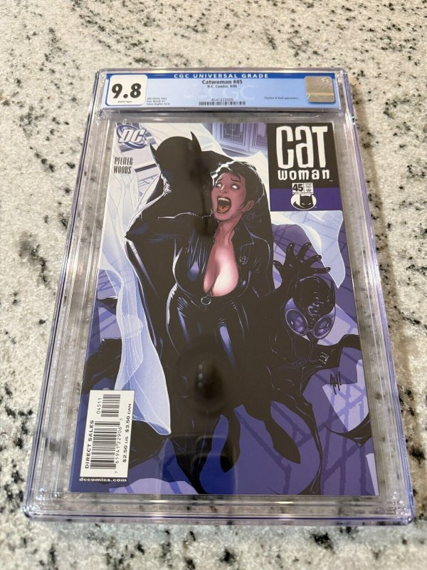Catwoman #45 (DC Comics), CGC 9.8 graded comic book, Universal Blue label — front cover in its holder