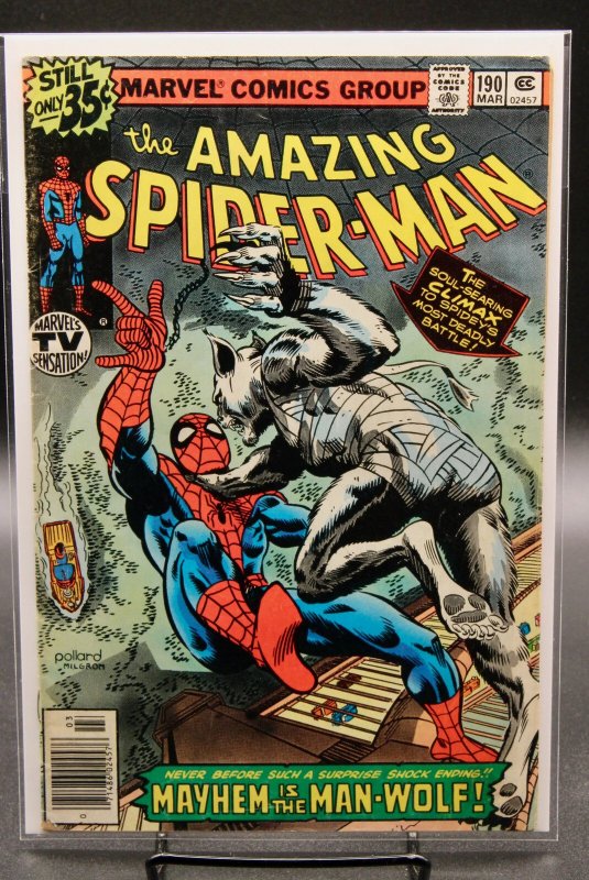 The Amazing Spider-Man: In Search of the Man-Wolf! #190 (Marvel Comics, 1979), raw, ungraded comic book — front cover