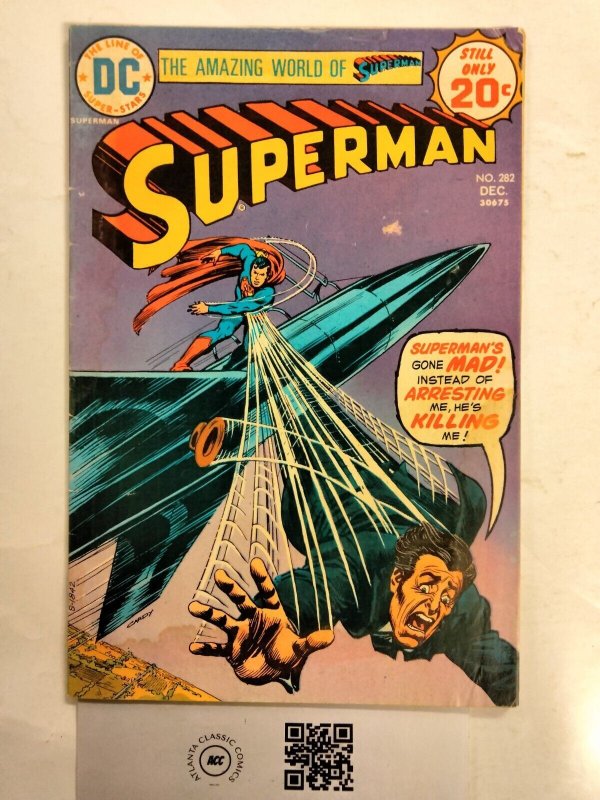 Superman #282 (DC Comics, 1974), raw comic book in VG condition — front cover