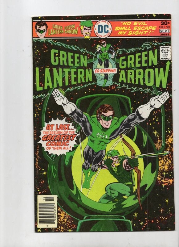 Green Lantern #90 (DC Comics, 1976), raw comic book in VF 8.0 condition — front cover