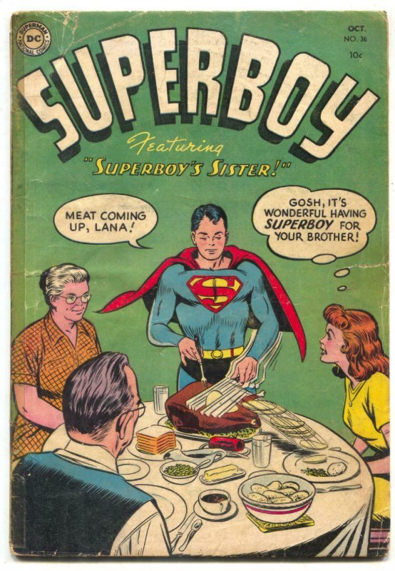 Superboy #36 (DC Comics, 1954), raw comic book in VG- condition — front cover