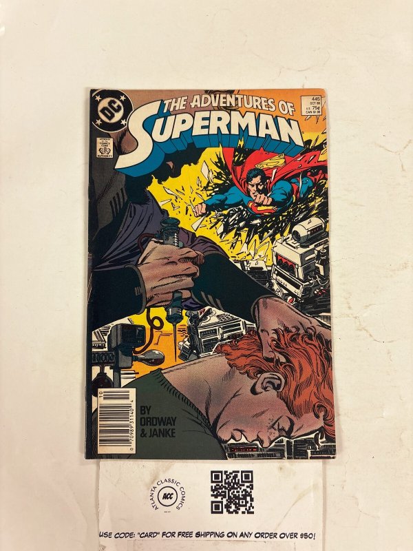 Adventures of Superman #445 (DC Comics), raw comic book in NM condition — front cover