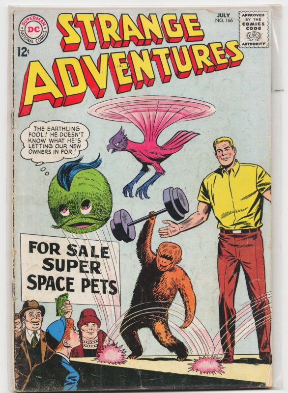 Strange Adventures #166 (DC Comics, 1964), raw, ungraded comic book — front cover