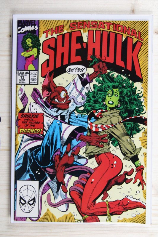 The Sensational She-Hulk #13 (Marvel Comics, 1990), raw comic book in NM- 9.2 condition — front cover
